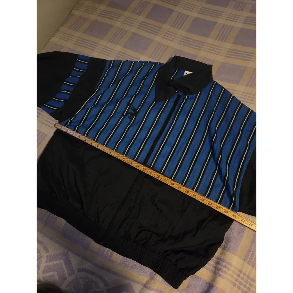 Vtg 90s Reebok Striped Windbreaker Jacket Rare Large Track Shaq Orlando Magic